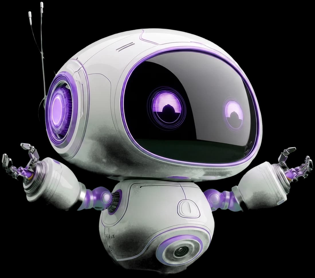 The Intelligent Solutions robot, mid float, arms open
